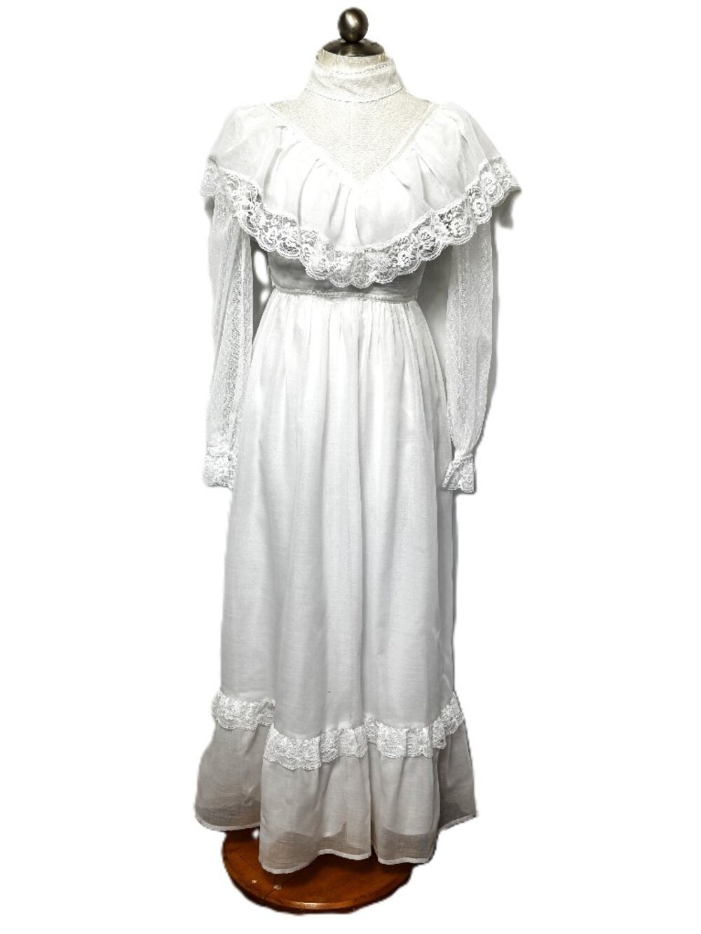Vtg Gunne Sax Style Handcrafted White Maxi Dress Size Small
